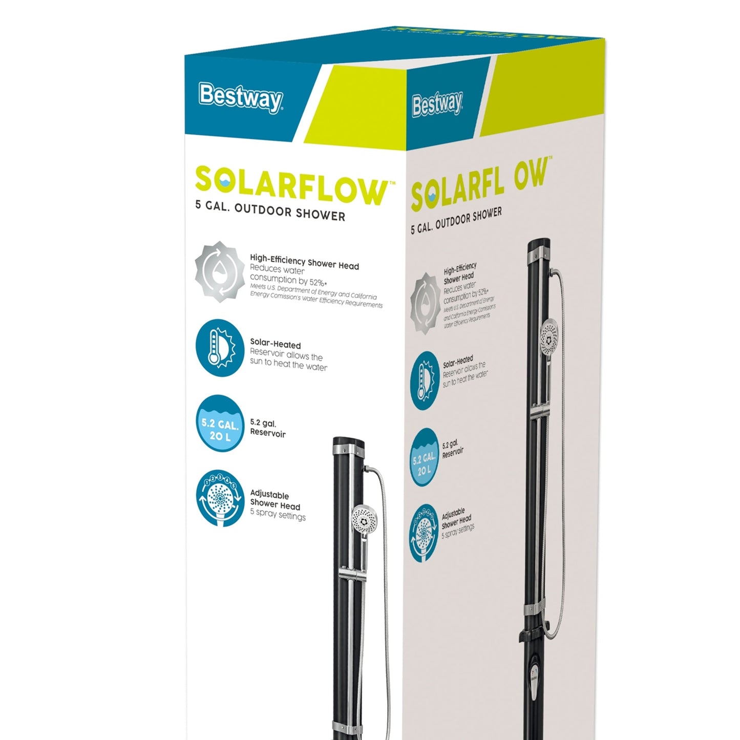 Bestway SolarFlow Outdoor Shower with Adjustable Stand and 5.2-Gallon Reservoir
