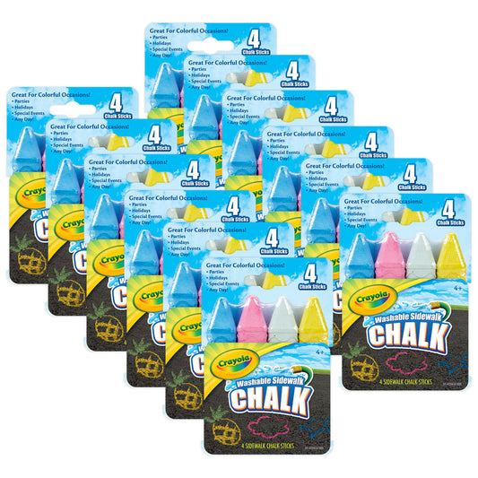 Crayola Outdoor Washable Sidewalk Chalk, 4 Sticks Per Pack, 12 Packs