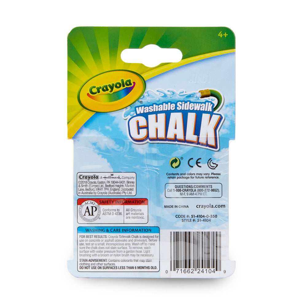 Crayola Outdoor Washable Sidewalk Chalk, 4 Sticks Per Pack, 12 Packs