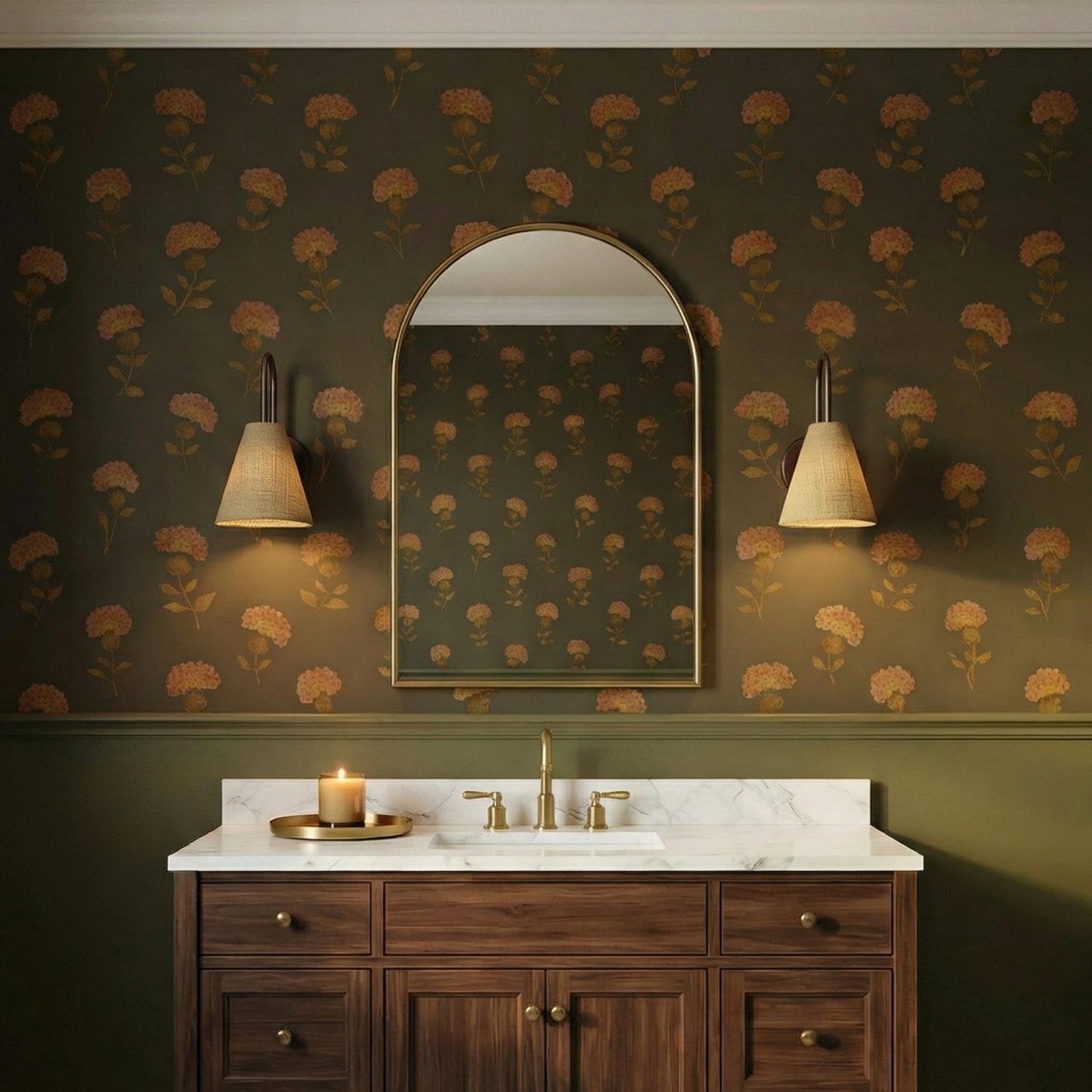 Aldara Wall Sconce 12", Bronze Leaf with Woven Shade