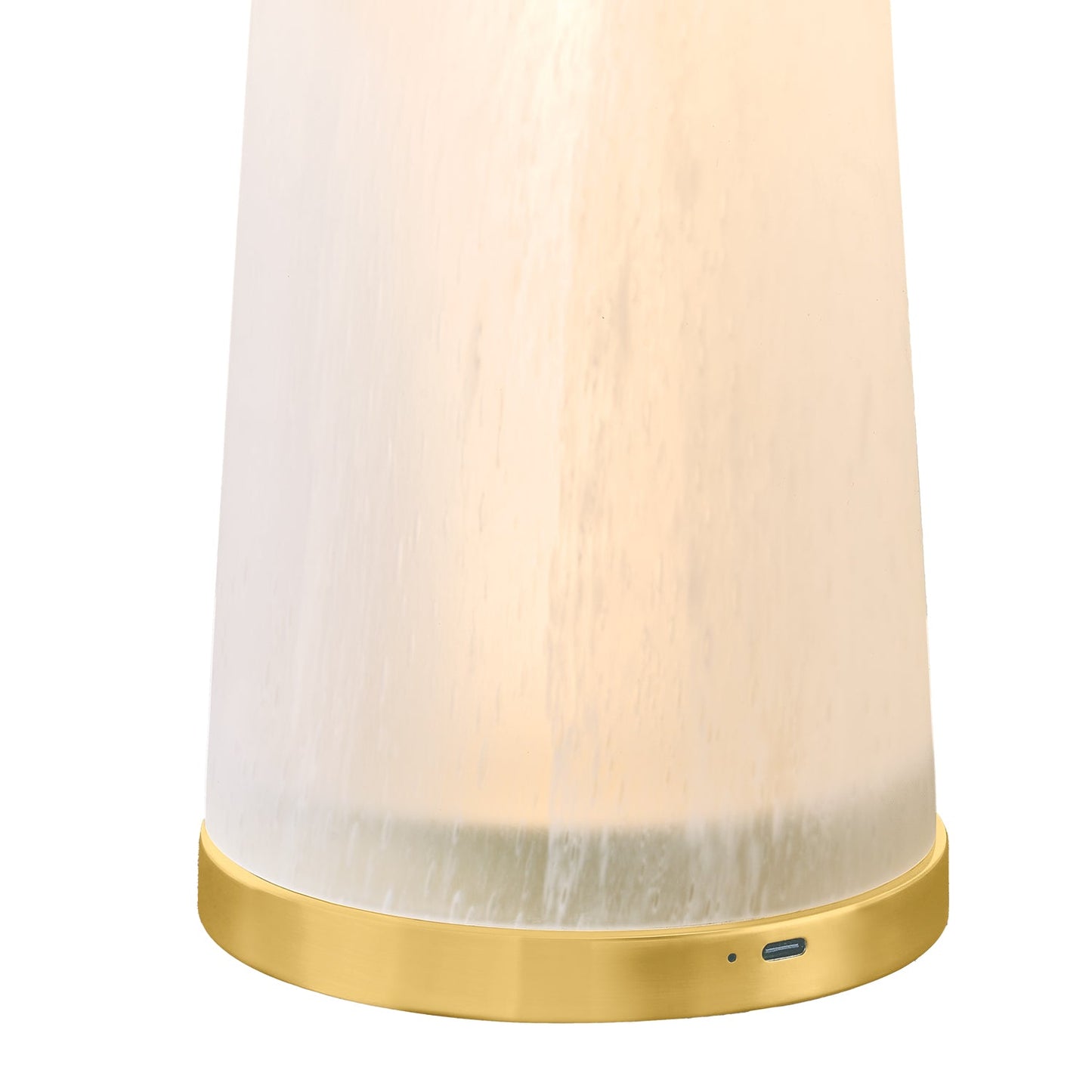 Alena Rechargeable Table Lamp 14", Seeded Cloud Glass with Aged Brass