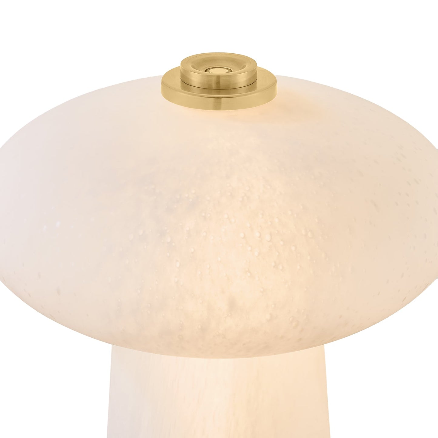 Alena Rechargeable Table Lamp 14", Seeded Cloud Glass with Aged Brass