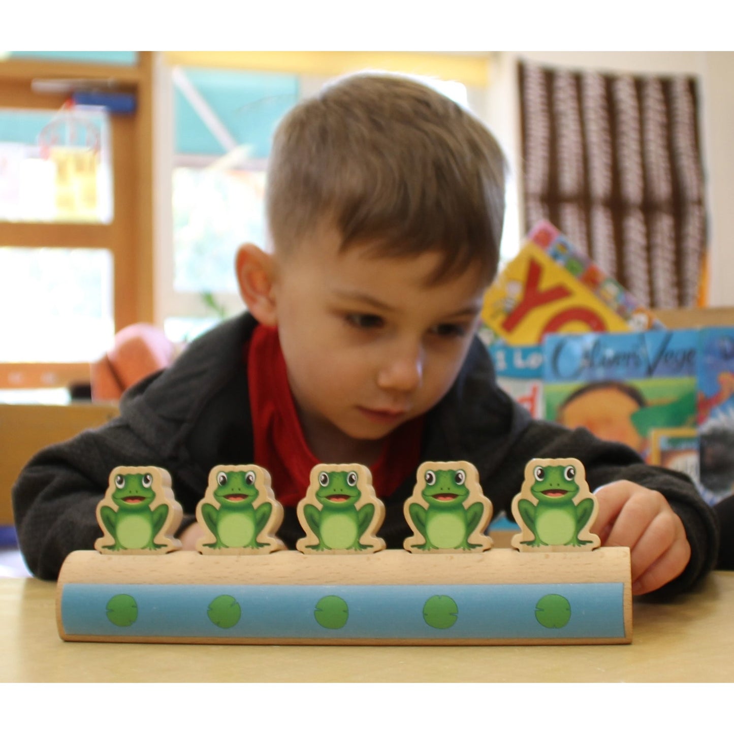 Yellow Door Sustainable Wood Five Frogs on a Log - Number Matching Game